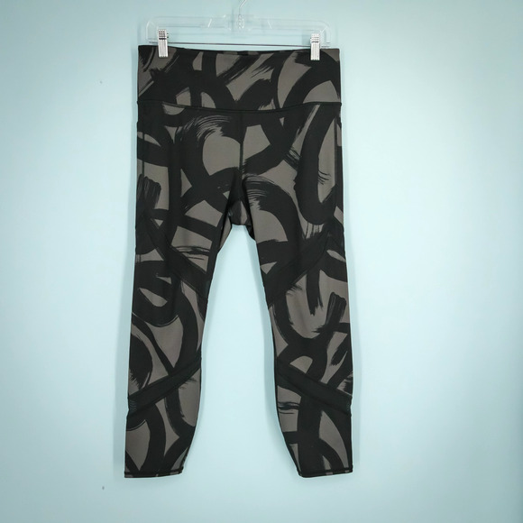 Athleta Size Large L Tenacity 7/8 Tight Gray Black Print High Waist Leggings - Picture 1 of 9